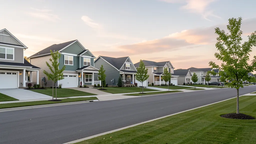 Newer detached homes on a clean suburban street representing a newer-home community pattern in Urbandale